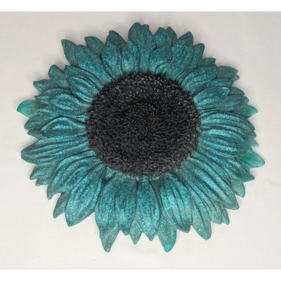 Resin Sunflower Wall Decor - Teal/Green & Black - Picture 3 of 3